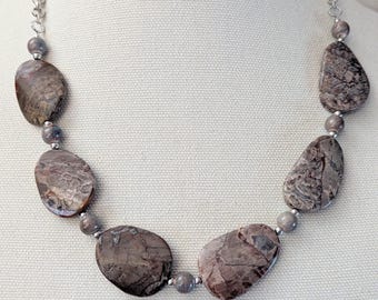 Statement Rhyolite Necklace. Mushroom Rhyolite Necklace.
