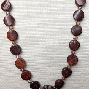 Statement Poppy Jasper Necklace. Jasper Necklace. Poppy Jasper Copper Necklace. Antiqued Copper Jasper Necklace. Beaded Jasper Necklace.