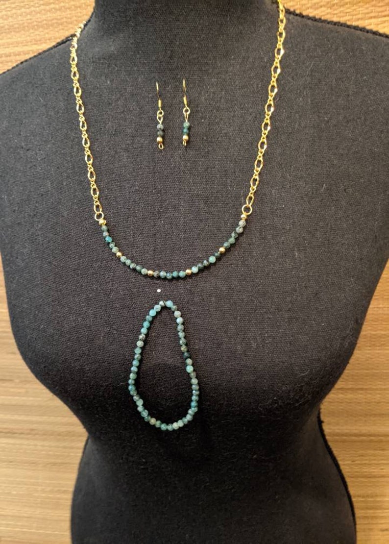 Stretch Bracelet and Earrings Set Emerald Necklace