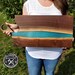 Live Edge River Board, Charcuterie Boards with Blue Resin, Live Edge Walnut Charcuterie Boards Personalized, Charcuterie Board with Epoxy 