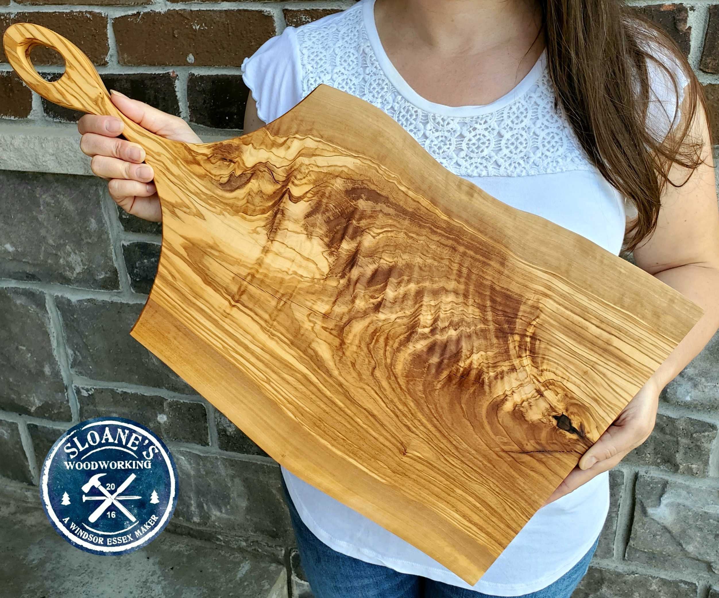 Live Edge Olive Wood Board  Live Edge Cheese Board - Forest Decor