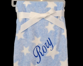 Personalised embroidered star baby plush  blankets 90cm 3 colors super soft