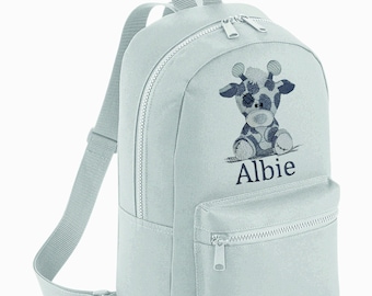 Personalised embroidered bunny PATCHWORK GIRAFFE   Boys Girls Rucksack Backpack Bag School