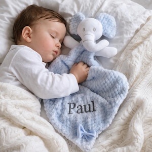 PERSONALISED super soft feel embroidered WAFFLE ELEPHANT comforter