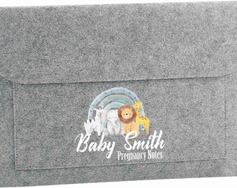 Personalised Safari rainbow animals  Pregnanacy/Maternity Notes folder | New Baby | Rainbow baby | IVF Journey | Document Folder|