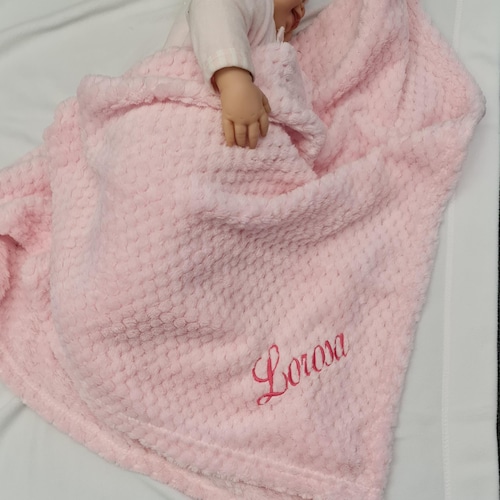 Couvertures personnalisées brodées pour bébé gaufres 90 cm 5 couleurs super douces