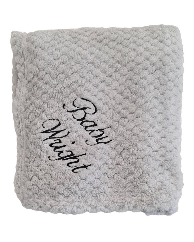 Personalised embroidered baby waffle blankets 90cm 5 colors super soft Grey