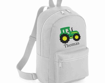 Personalised embroidered TRACTOR  Boys Girls Rucksack Backpack Bag School