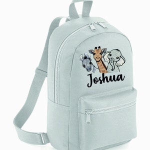 Personalised embroidered SAFARI 3 animals  Boys Girls Rucksack Backpack Bag School