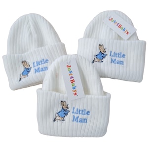 Baby Knitted Hats Boys Girls Peter Rabbit little man white Hat