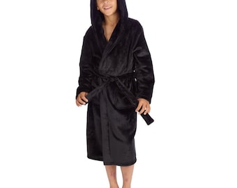 Personalised/Plain Kids infants boy/girls 3 colours Hooded Fleece Robe Shimmering Plush Fleece Luxury Dressing Gown christmas gift j4b991/23