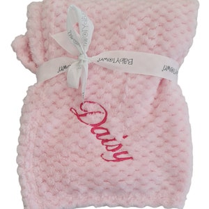 Personalised embroidered baby waffle blankets 90cm 5 colors super soft Pink