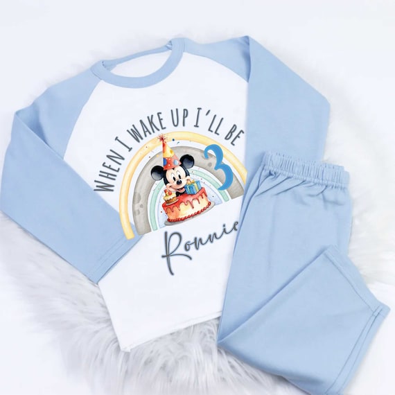 When I Wake up I ll Be Personalised RAINBOW Minnie Micky Mouse PJ S Toddler Kids Nightwear Christmas Eve Xmas Birthday Lounge Pyjamas Etsy UK