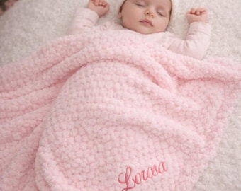 Personalised embroidered baby waffle blankets 90cm 7 colors super soft