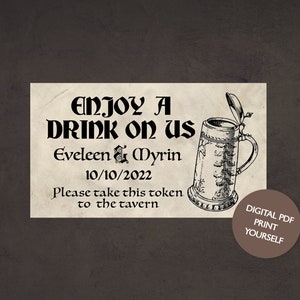 ARCHIVO DIGITAL Dungeons & Dragons Medieval Drink Token Bebidas de boda personalizadas Token