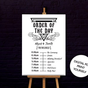 DIGITAL FILE Wedding Order of the Day Sign / Poster Until Death Rock n Roll image 1