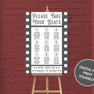 DIGITAL FILE Wedding Table Plan Sign / Poster - Cinema
