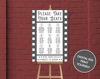 DIGITAL FILE Wedding Table Plan Sign / Poster - Cinema