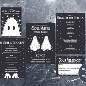 DIGITAL FILE - Soul Mates Wedding Invitation Set - Ghost Halloween