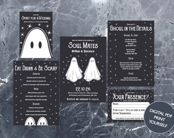 DIGITAL FILE - Soul Mates Wedding Invitation Set - Ghost Halloween