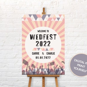 DIGITAL FILE Wedding Welcome Sign / Poster - Festival Boho WEDFEST