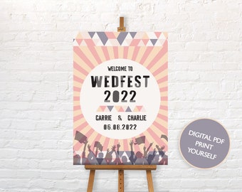 DIGITAL FILE Wedding Welcome Sign / Poster - Festival Boho WEDFEST