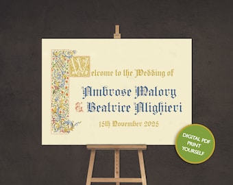 DIGITAL FILE Medieval Fairytale Welcome Sign / Poster - Wedding / Birthday / Halloween Party