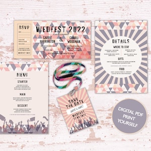 DIGITALE DATEI Hochzeits-Set - Wedfest- Festival Hochzeitskarte