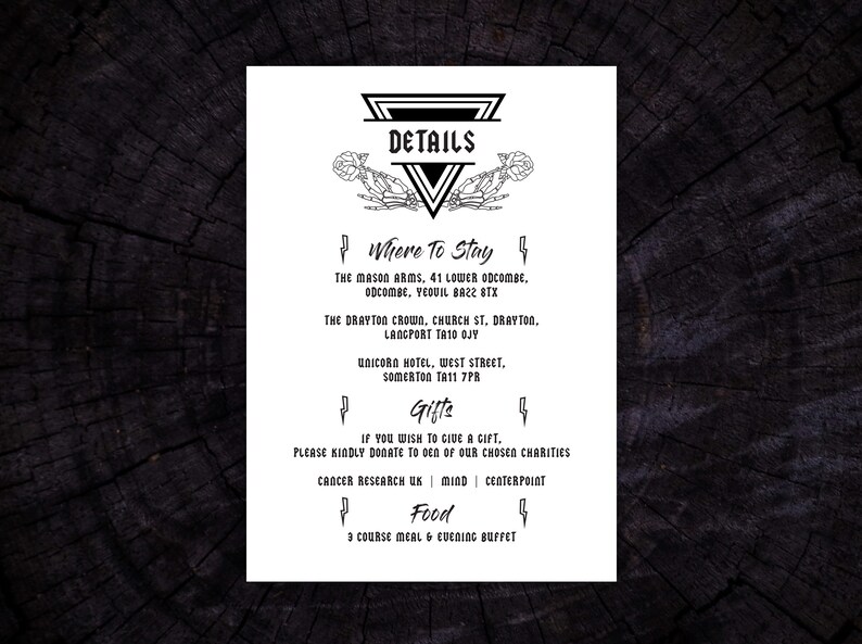 DIGITAL FILE Wedding Invitation Set Until Death Gothic Rock n Roll Invites image 4