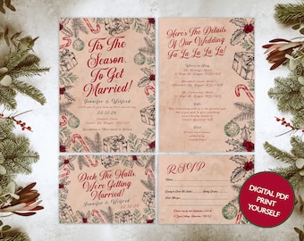 DIGITAL FILE Tis The Season Invitation Set - Wedding - Christmas Party