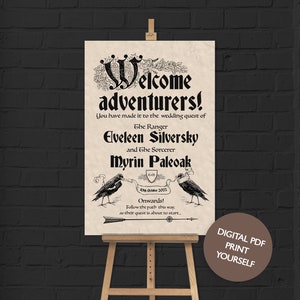 DIGITAL FILE Medieval Dungeons and Dragons Welcome Sign / Poster - Wedding / Birthday / Halloween Party