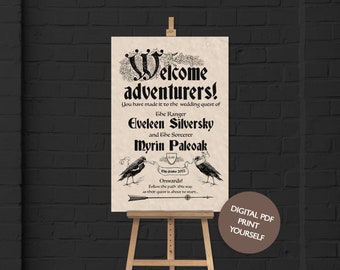 DIGITAL FILE Medieval Dungeons and Dragons Welcome Sign / Poster - Wedding / Birthday / Halloween Party