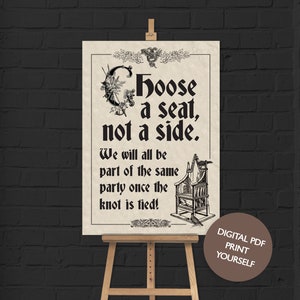 DIGITAL FILE Medieval Dungeons and Dragons Choose a Seat Sign / Poster - Wedding / Birthday / Halloween Party