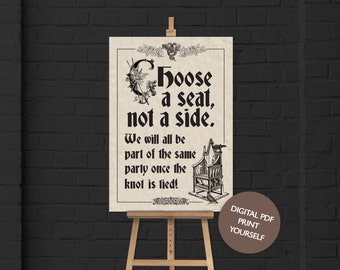 DIGITAL FILE Medieval Dungeons and Dragons Choose a Seat Sign / Poster - Wedding / Birthday / Halloween Party