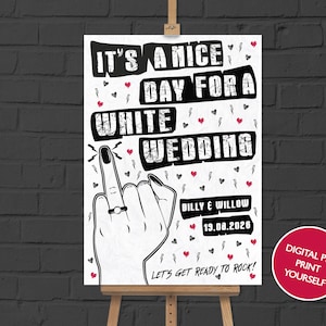 Fichier numérique mariage blanc - panneau de bienvenue de mariage rock n roll / poster