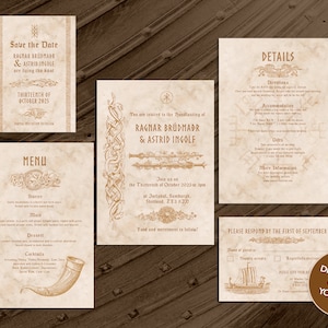 DIGITALE DATEI Hochzeits-Set - Wikinger-Thema Hochzeit / Handfasting / Party Einladungs-Set
