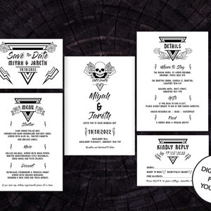 DIGITAL FILE Wedding Invitation Set Until Death Gothic Rock n Roll Invites image 1