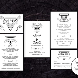 DIGITAL FILE Wedding Invitation Set Until Death Gothic Rock n Roll Invites image 1