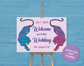 DIGITAL FILE Wild Wedding Tiger Welcome Sign / Poster - Wedding / Tropical