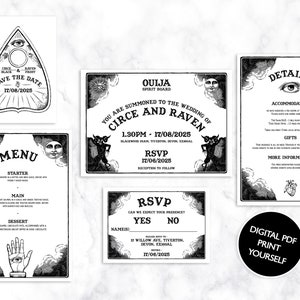 DIGITALE DATEI Hochzeitseinladungs-Set - Ouija Board - Gothic Halloween Hochzeit