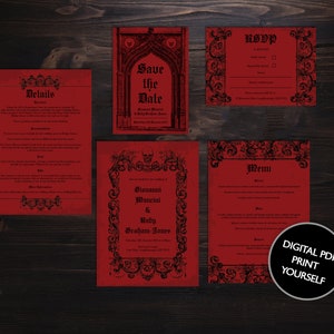 DIGITAL FILE Wedding Set - Ornamental Skull Gothic Wedding Invitation Set