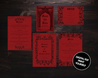 DIGITAL FILE Wedding Set - Ornamental Skull Gothic Wedding Invitation Set