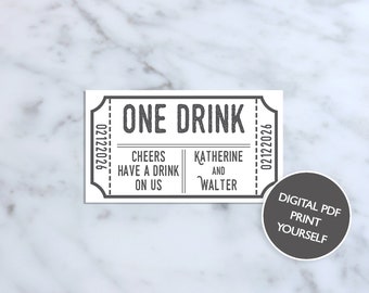 DIGITAL FILE One Drink Personalised Wedding Drinks Token