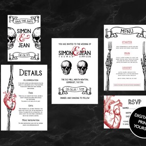 DIGITAL FILE Wedding Set - Heart & Skull - Gothic Invitation Set - Halloween