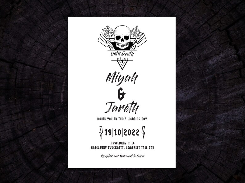 DIGITAL FILE Wedding Invitation Set Until Death Gothic Rock n Roll Invites image 3