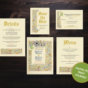 DIGITALE DATEI Hochzeits-Set - Mittelalterliche Hochzeitseinladung