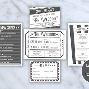 DIGITAL FILE Wedding Invite Set - Cinema Film Movie Set