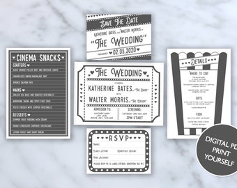 DIGITAL FILE Wedding Invite Set - Cinema Film Movie Set