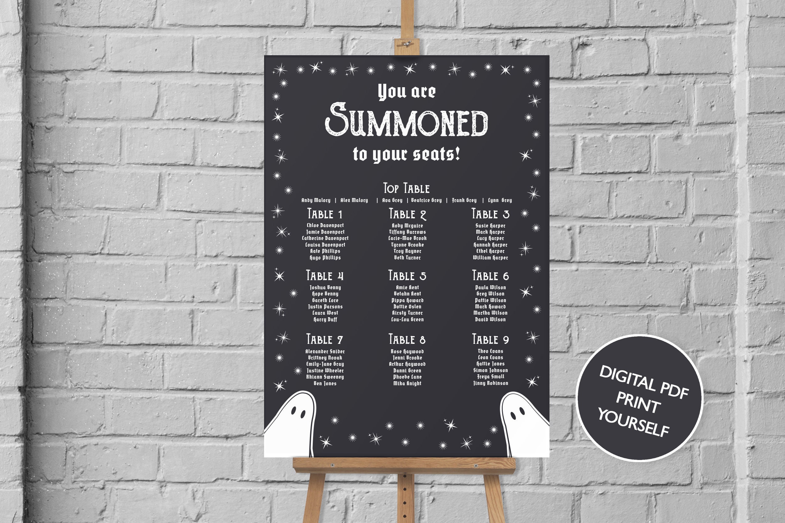 DIGITIAL FILE Wedding Table Plan Sign – Spooky Seating Chart - Etsy