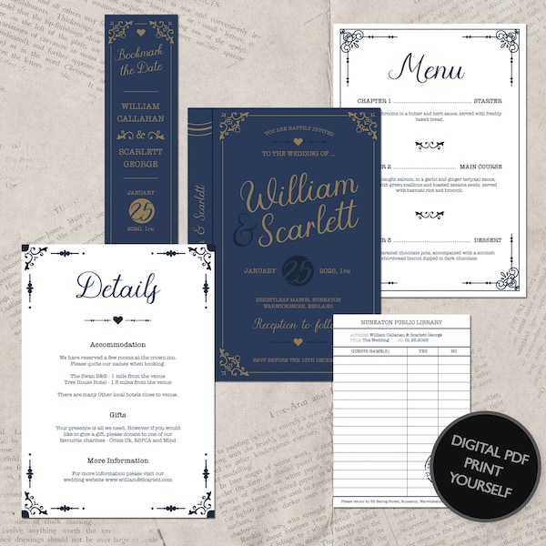 Book Themed Wedding Invitations - Etsy